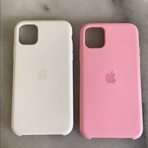 2 Silicone Apple IPhone 11 6.1 cases- Pink & White